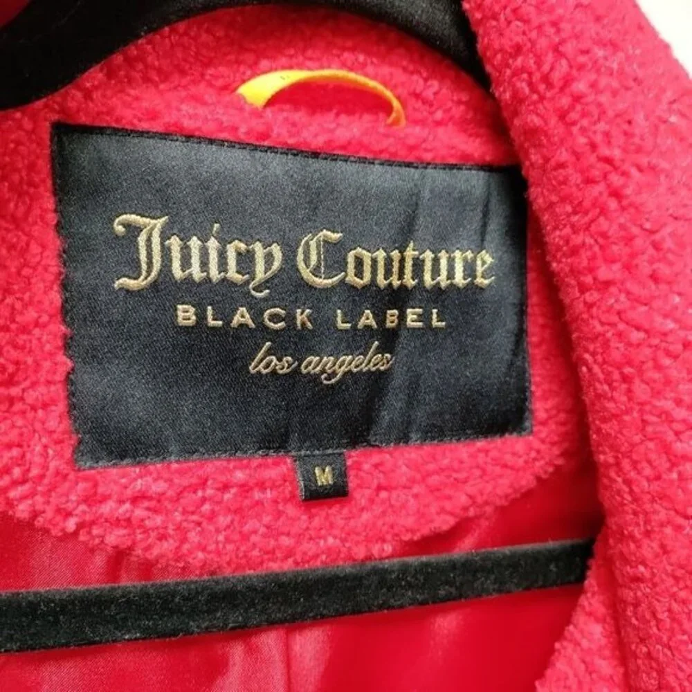 Juicy Couture Black Label Sherpa Teddy Bear Y2K Satin Lined Jacket Medium NWOT - Picture 10 of 16